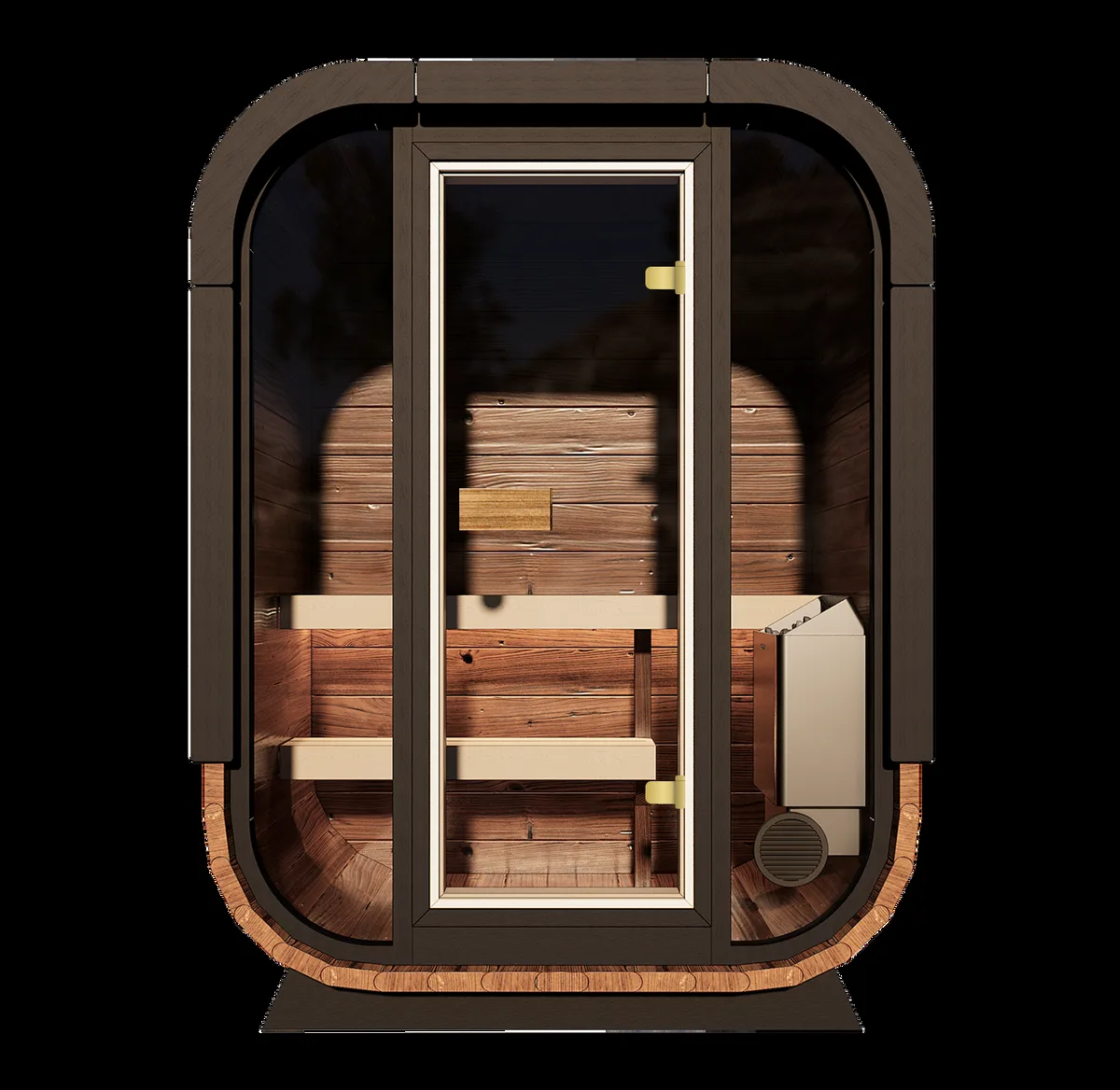 Governor Mini Front Glass Traditional Outdoor Sauna - 2 Person by Salus Saunas