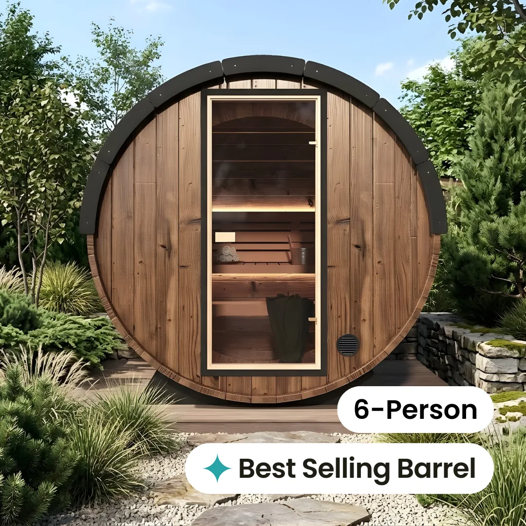 Grand Nordic Traditional Outdoor Barrel Sauna - 6 Person by Salus Saunas