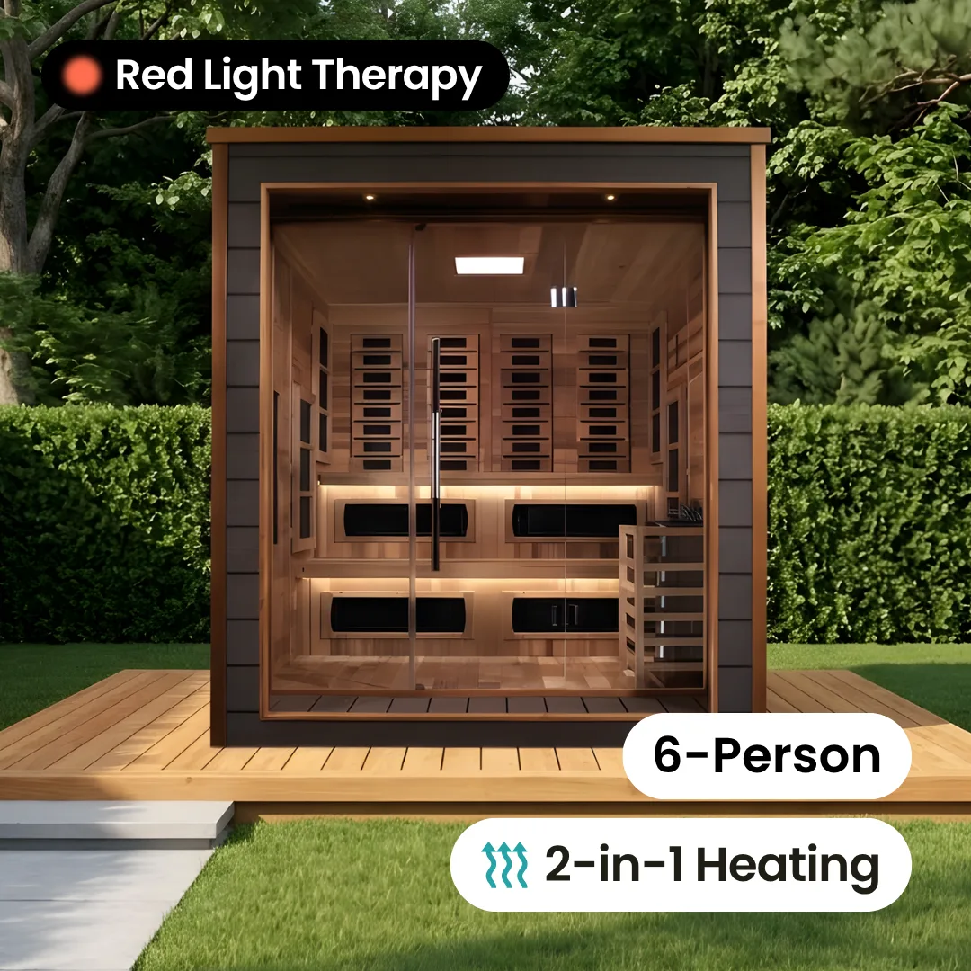 Grand Renew Hybrid Outdoor Sauna - 6 Person by Salus Saunas
