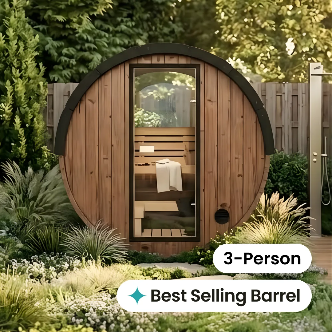 Nordic II Traditional Outdoor Barrel Sauna - 3 Person by Salus Saunas
