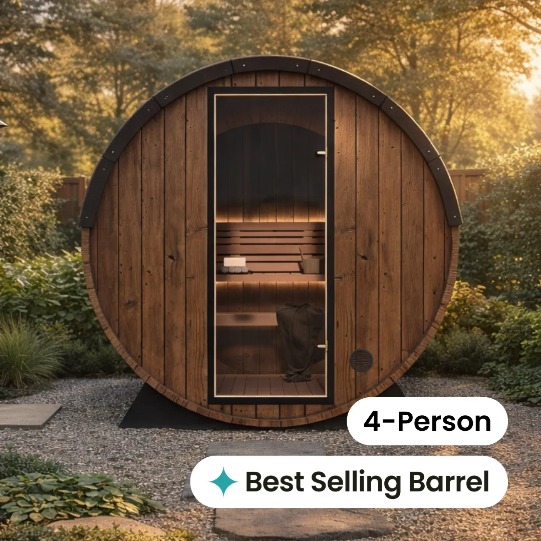 Nordic King Traditional Outdoor Barrel Sauna - 4 Person by Salus Saunas