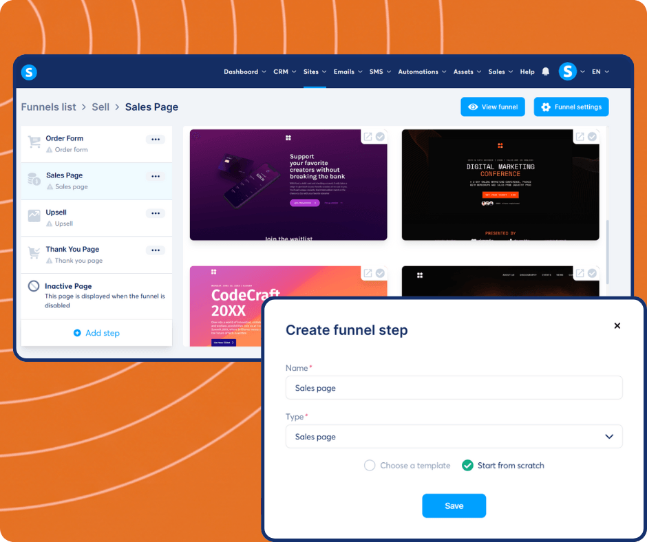 systeme.io sales funnel builder screenshot